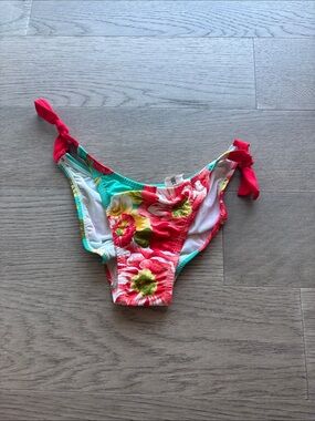 Letarte Floral Tie-Side Bikini Bottom in Coral, Turquoise, Yellow